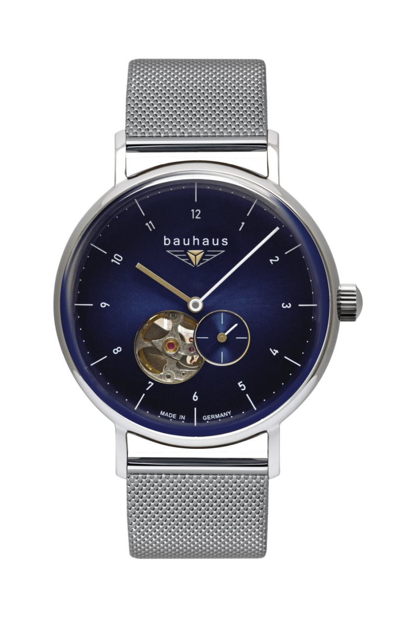HAU, Bauhaus Automatik kleine Sekunde open Balance MB Miyota Kal. 82S5 21 Jewels, Steelcase 41mm, wr 5atm