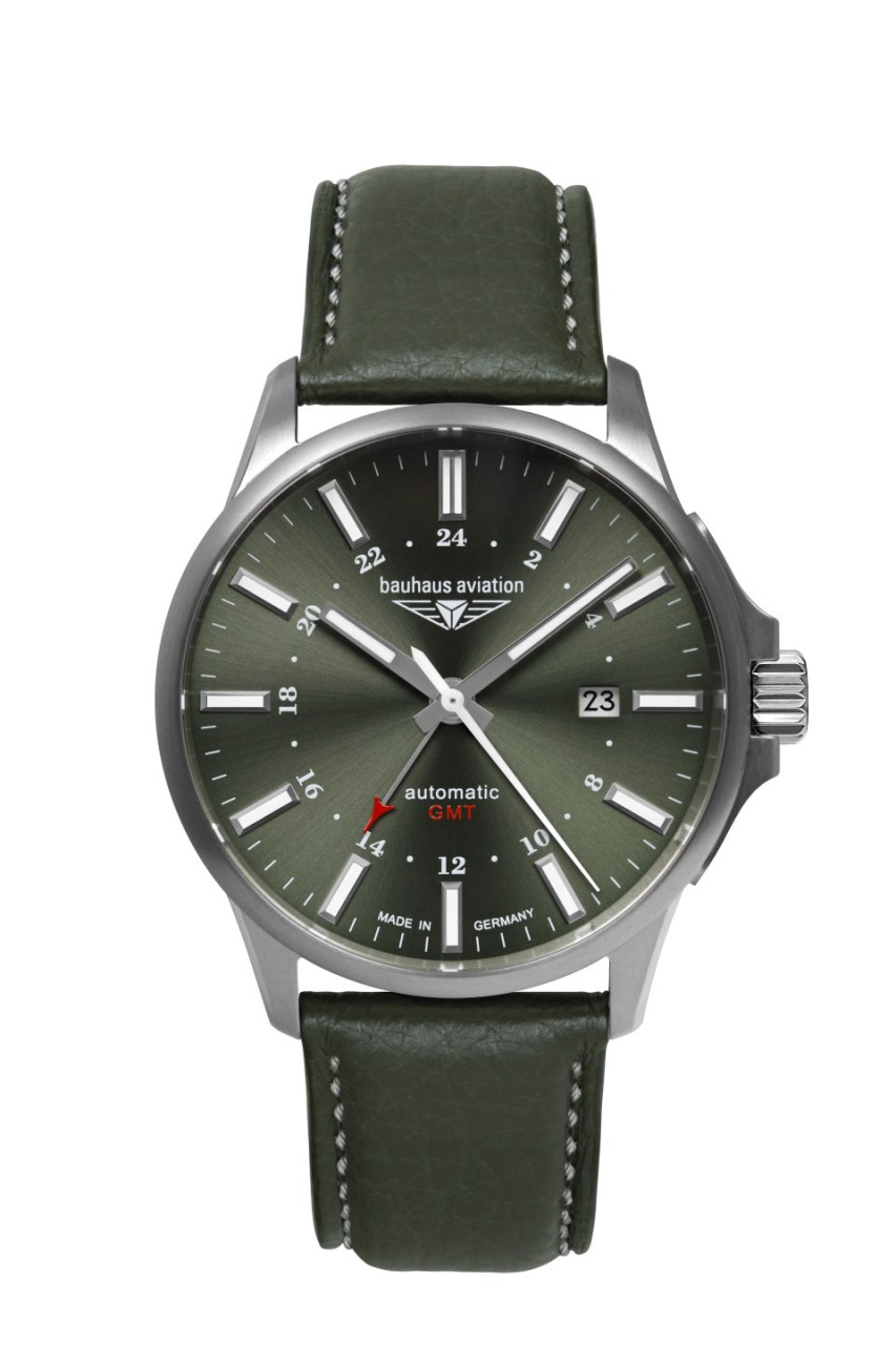 HAU, Bauhaus Aviation Automatik GMT Cal. 9075 24 Jew., Titanium case 42mm, Sapphire crystal, wr 10atm