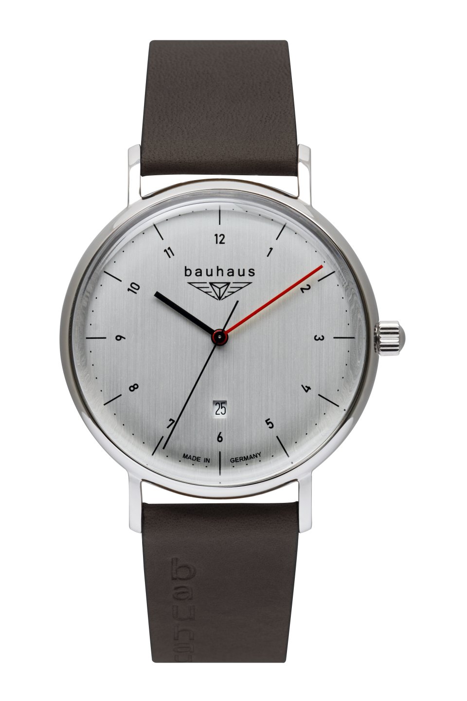 Bauhaus Herrenuhr Quarz mit Datum und Lederarmband