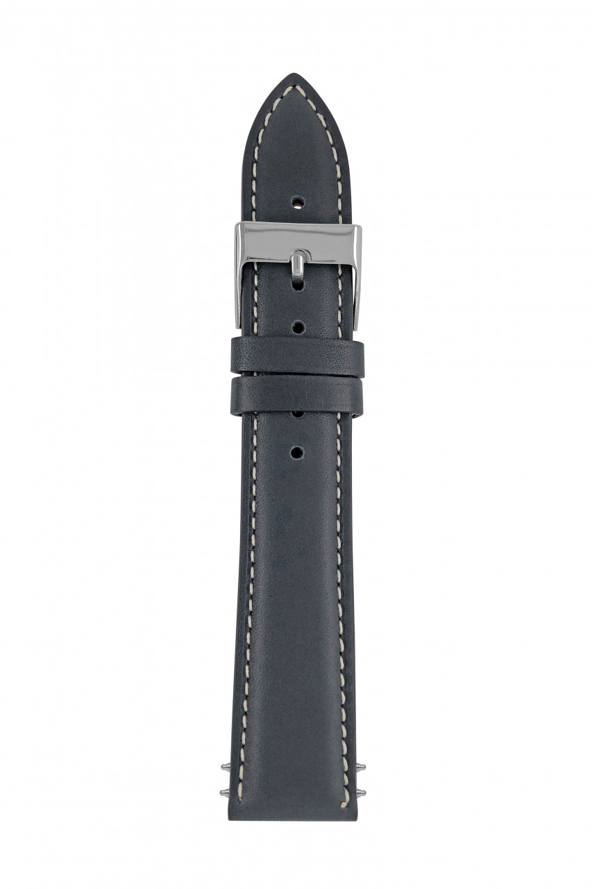 LB GM I Amazonas navy 20/18mm, f.5046-3 Elbamat, Naht ecru, elegante Stahlschließe