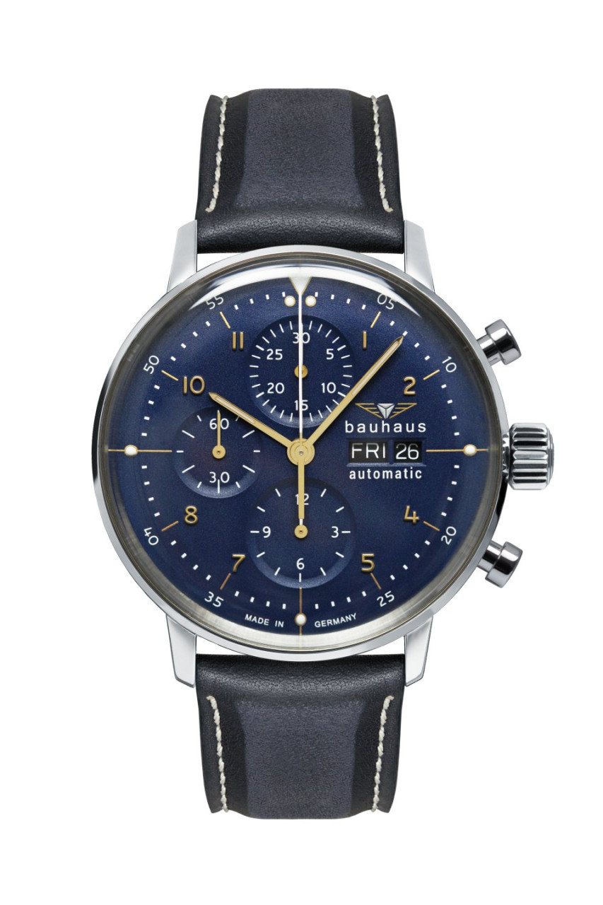 HAU, Bauhaus Chronograph Automatik Swiss Sellita SW500 25 Jewels, Steelcase 5atm, Mineral crystal
