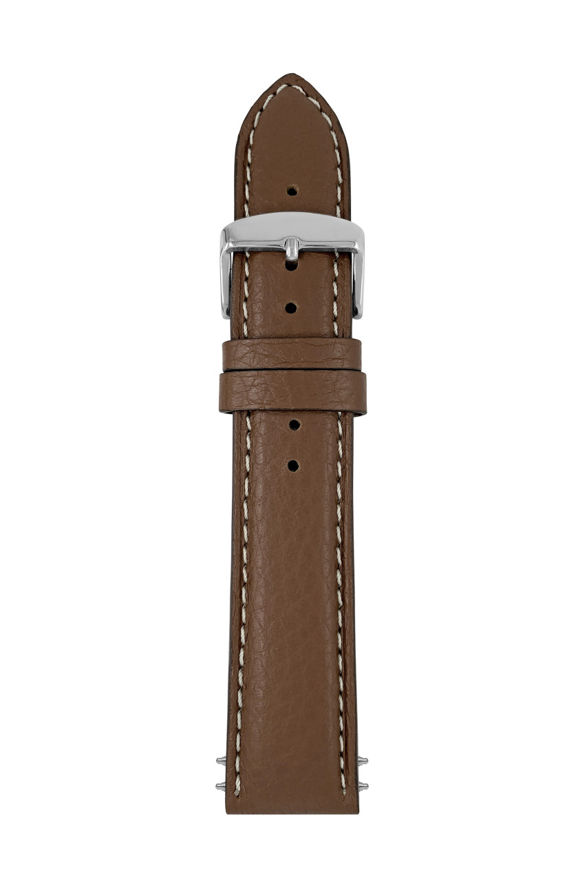 LB GM Cervo, brown nuez, ecru stitching 22/20mm. Sport Schließe Stahl Cervo (Hirsch), nussbraun, helle Naht, Sport Schließe Stahl