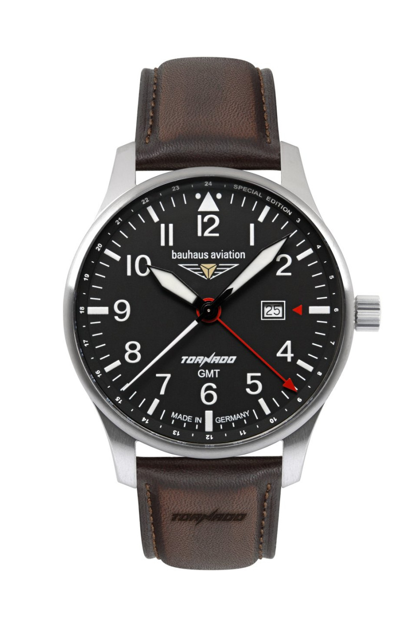 HAU, Bauhaus Aviation GMT Ronda 505.24 black 40mm, Steelcase-DLC black K1, waterresistant 5atm