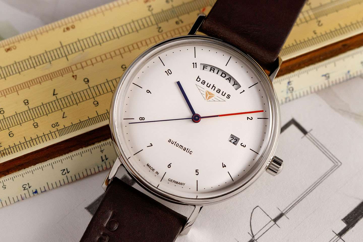 HAU, Bauhaus Automatik DayDate Miyota Kal. 8285 21 Jewels