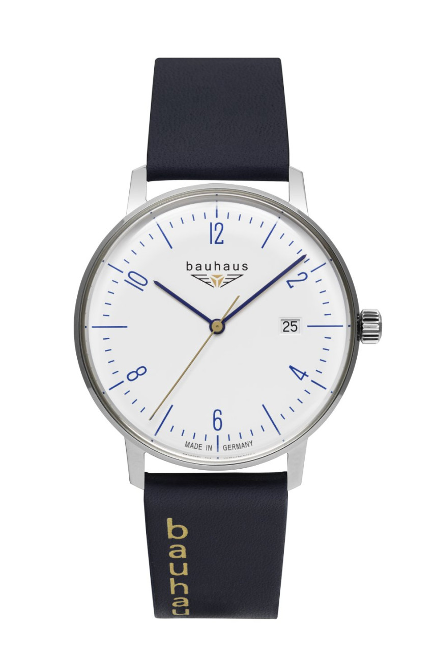 HAU, Bauhaus Pure Quarz 3 Zeiger+Datum 715 Ronda 715,Stainless Steel 40mm K1-Sicherheitsglas, waterr