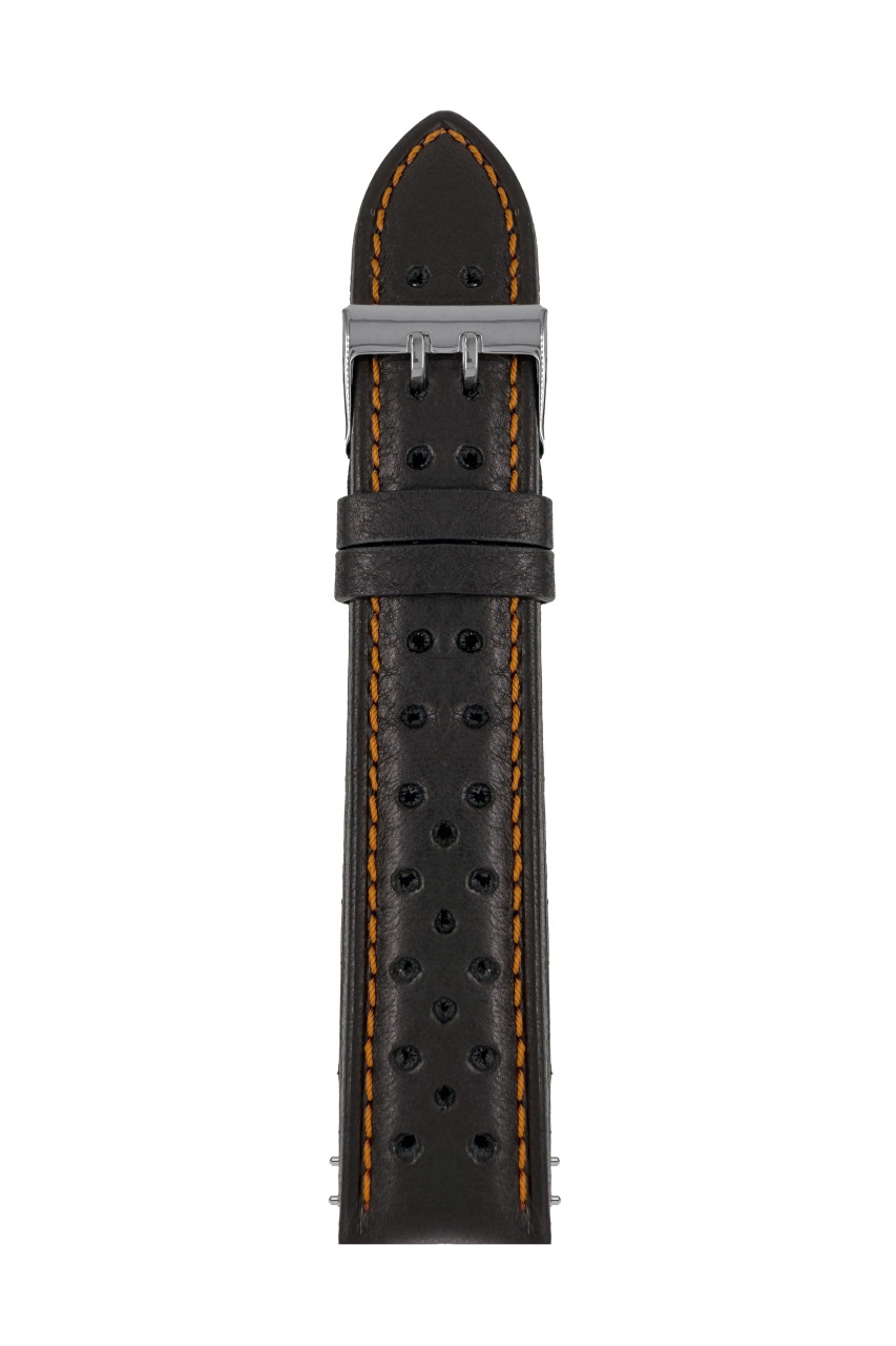 LB GM A Tornado, Rallye schwarz-orange, 22/20mm, 2764-5, 2770-5 Rallye black, orange stitching, buckle double thorn shiny